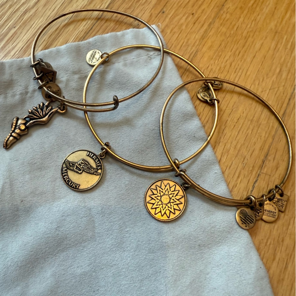 Alex and Ami Gold Charm Bangle Set